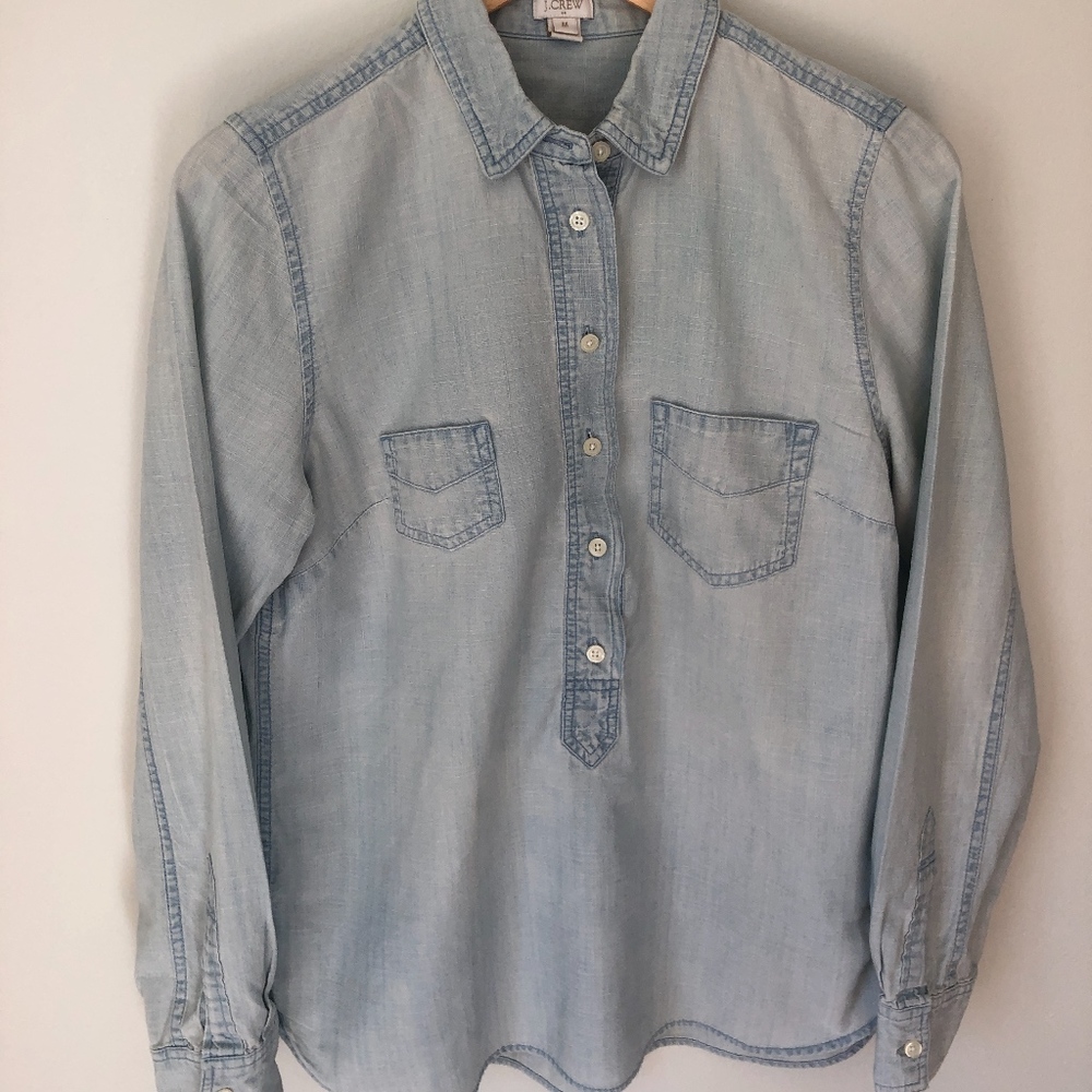 J. Crew Chambray Button Down Popover Top